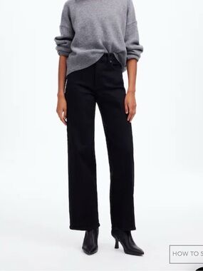 Madewell The Perfect Vintage Wide-Leg Jean size 29 washed black for women